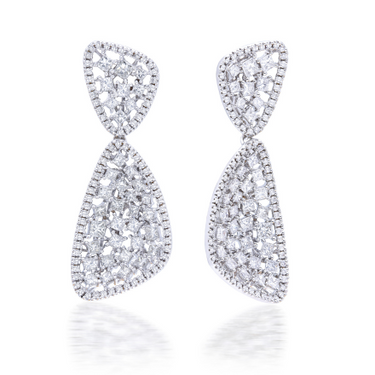 Bi-Triangle Drop Diamond Earrings